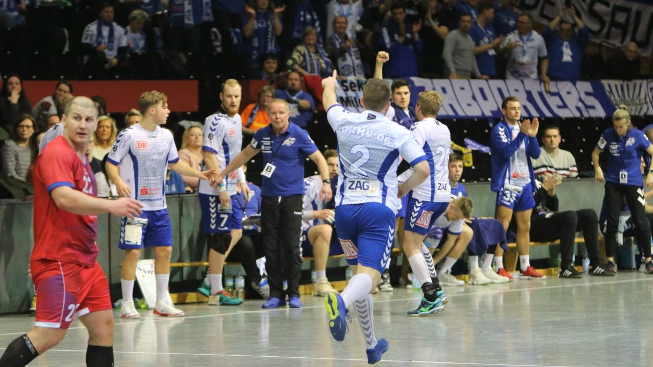 DRHV Spieler Tomas Pavlicek nach erfolgreichen Wurf mit Jubelpose