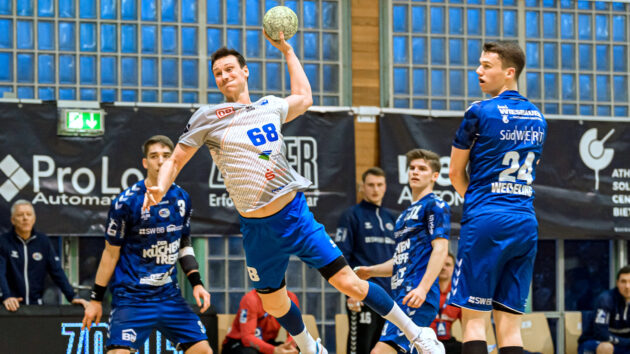 Max Emanuel beim Rückspiel in Bietigheim Saison 20211/22