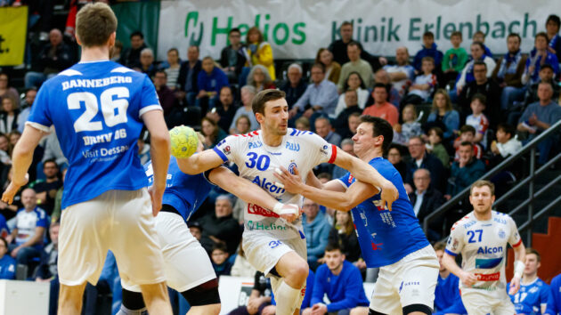 DRHV-Abwehr mit Max Emanuel im Spiel gegen den TV Großwallstadt Saison 2022/23