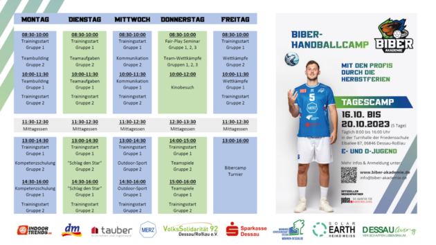 Ablaufplan Biber-Akademie-Herbstcamp Oktober 2023