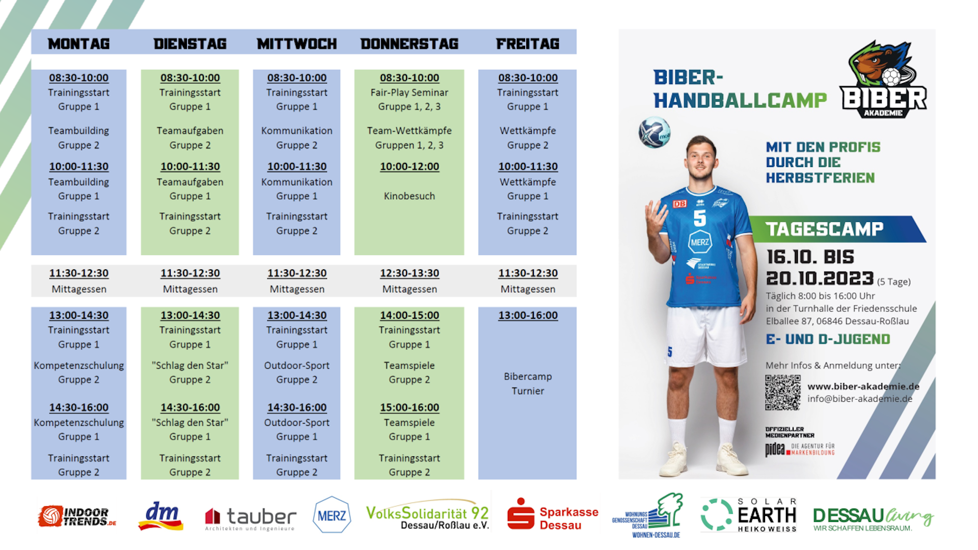 Ablaufplan Biber-Akademie-Herbstcamp Oktober 2023