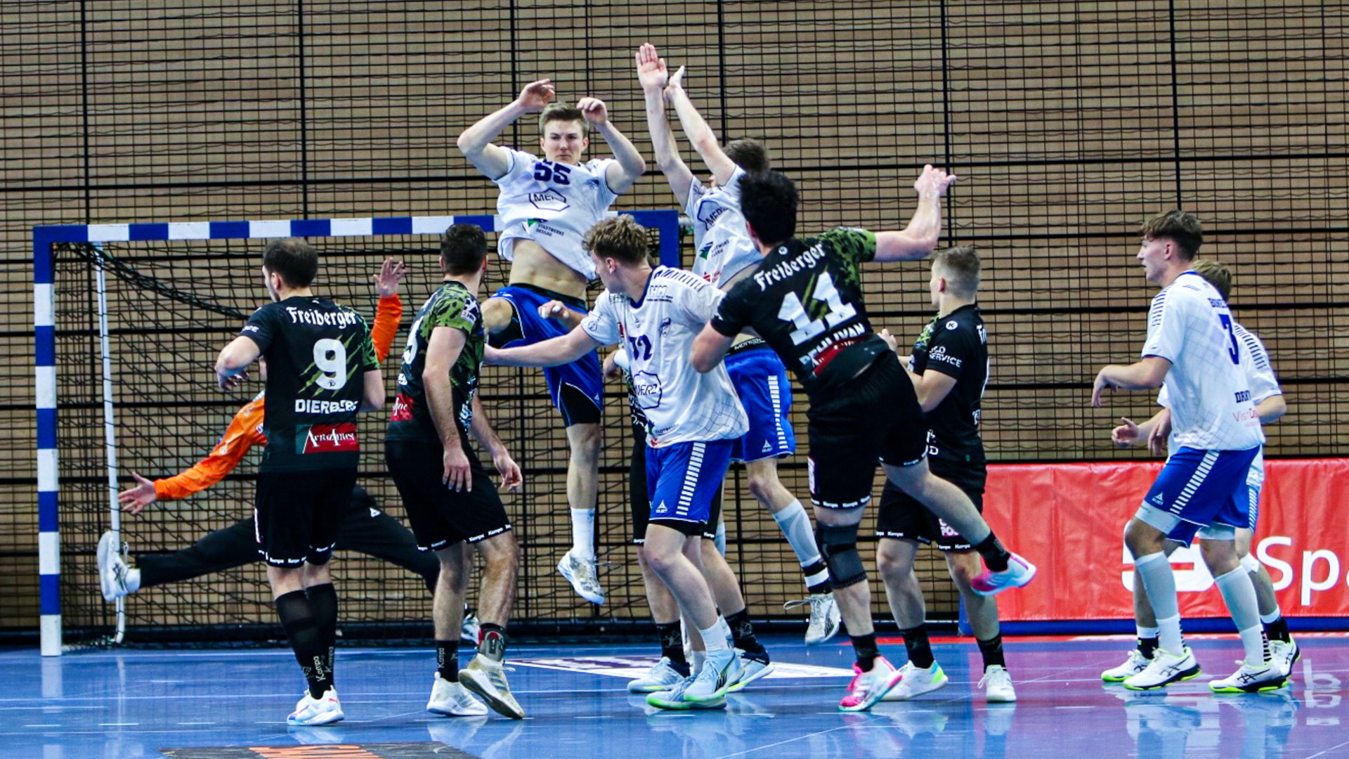 DRHV Abwehr im Spiel gegen den HC Elbflorenz Dresden Saison 2023/24